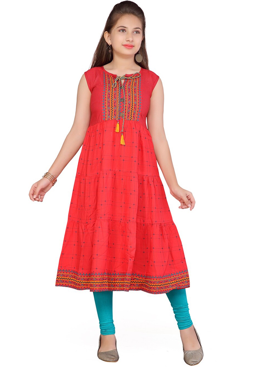 

Aarika Girls Gajri Cotton Kurti, Red