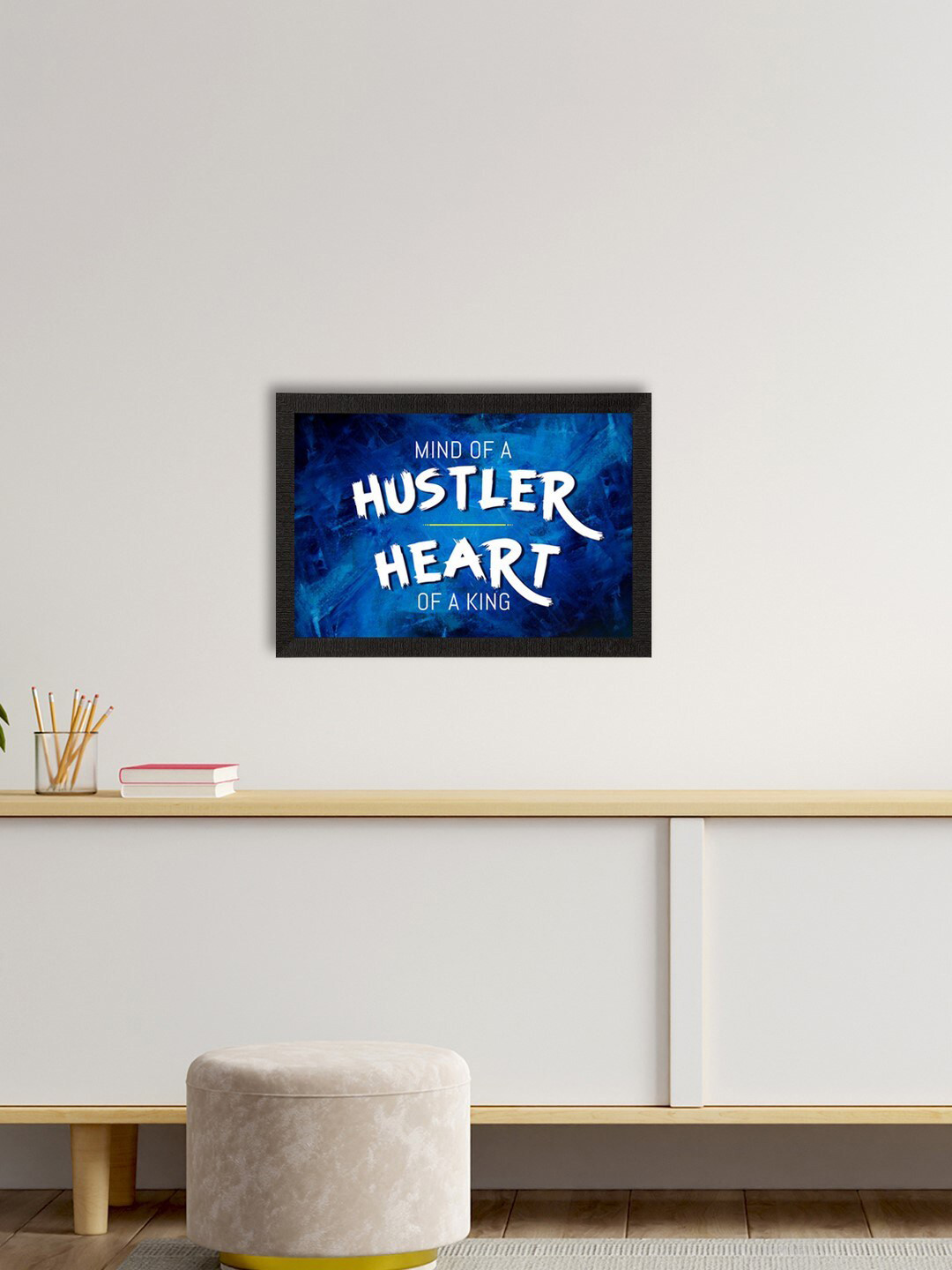 

eCraftIndia Blue & White Motivational Quote Satin Matte Texture UV Wall Painting