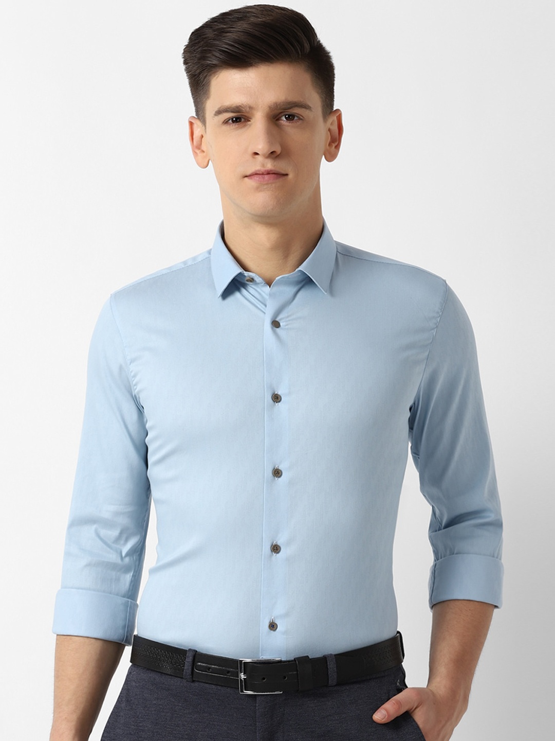 

Louis Philippe Sport Men Blue Slim Fit Self Design Casual Cotton Shirt