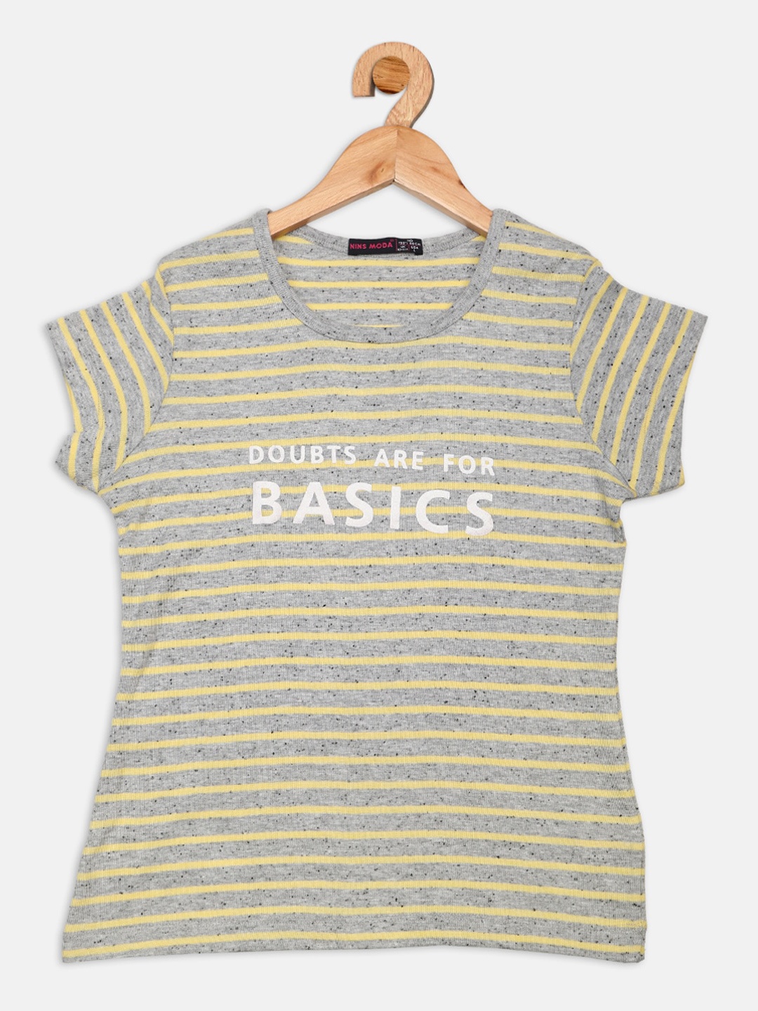 

Nins Moda Girls Yellow & Grey Striped Regular Top