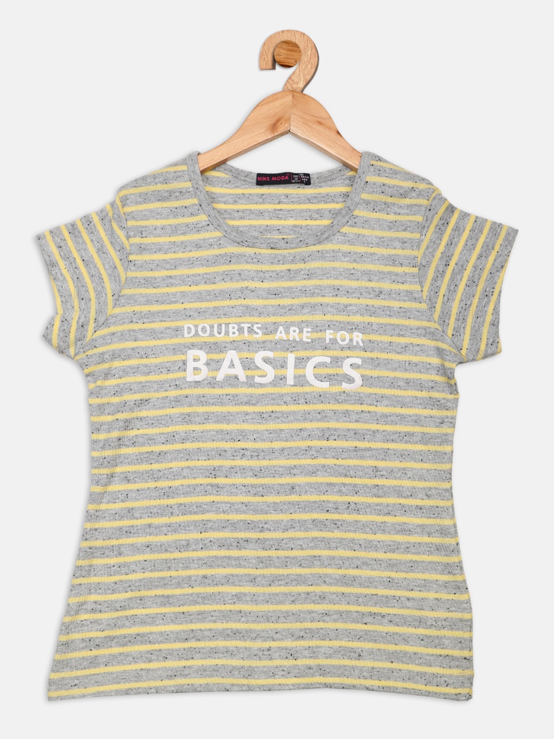 

Nins Moda Yellow Striped Regular Top