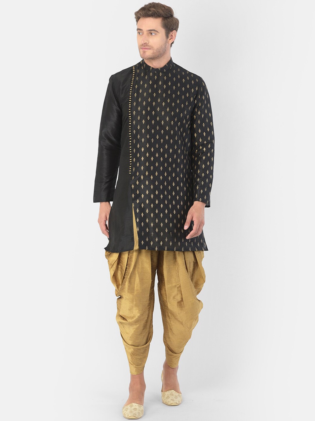 

DEYANN Men Black Ethnic Motifs Printed Kurta