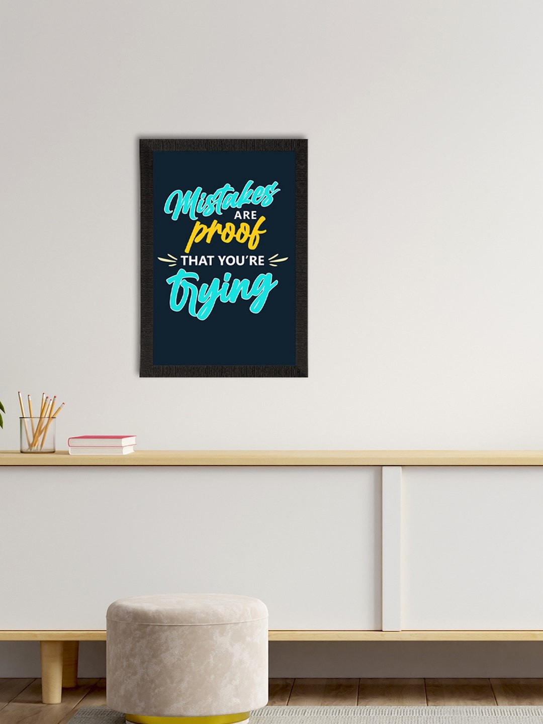 

eCraftIndia Blue & Yellow Motivational Quote Satin Matt Texture UV Art Painting