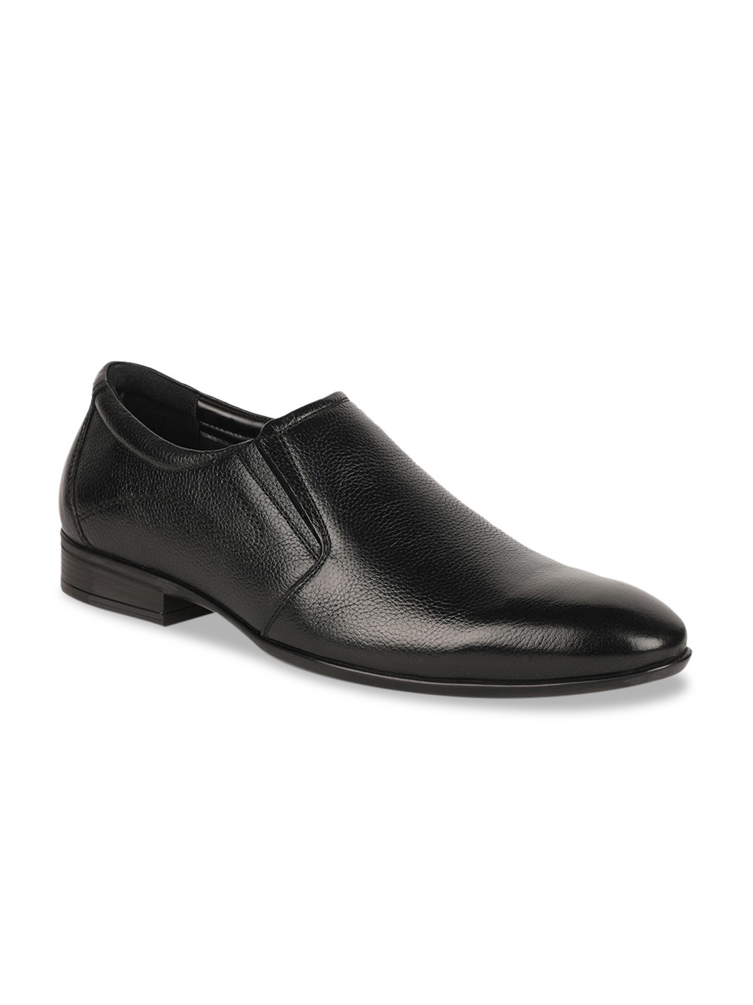 

Bata Men Black Solid Leather Formal Slip-on Shoes