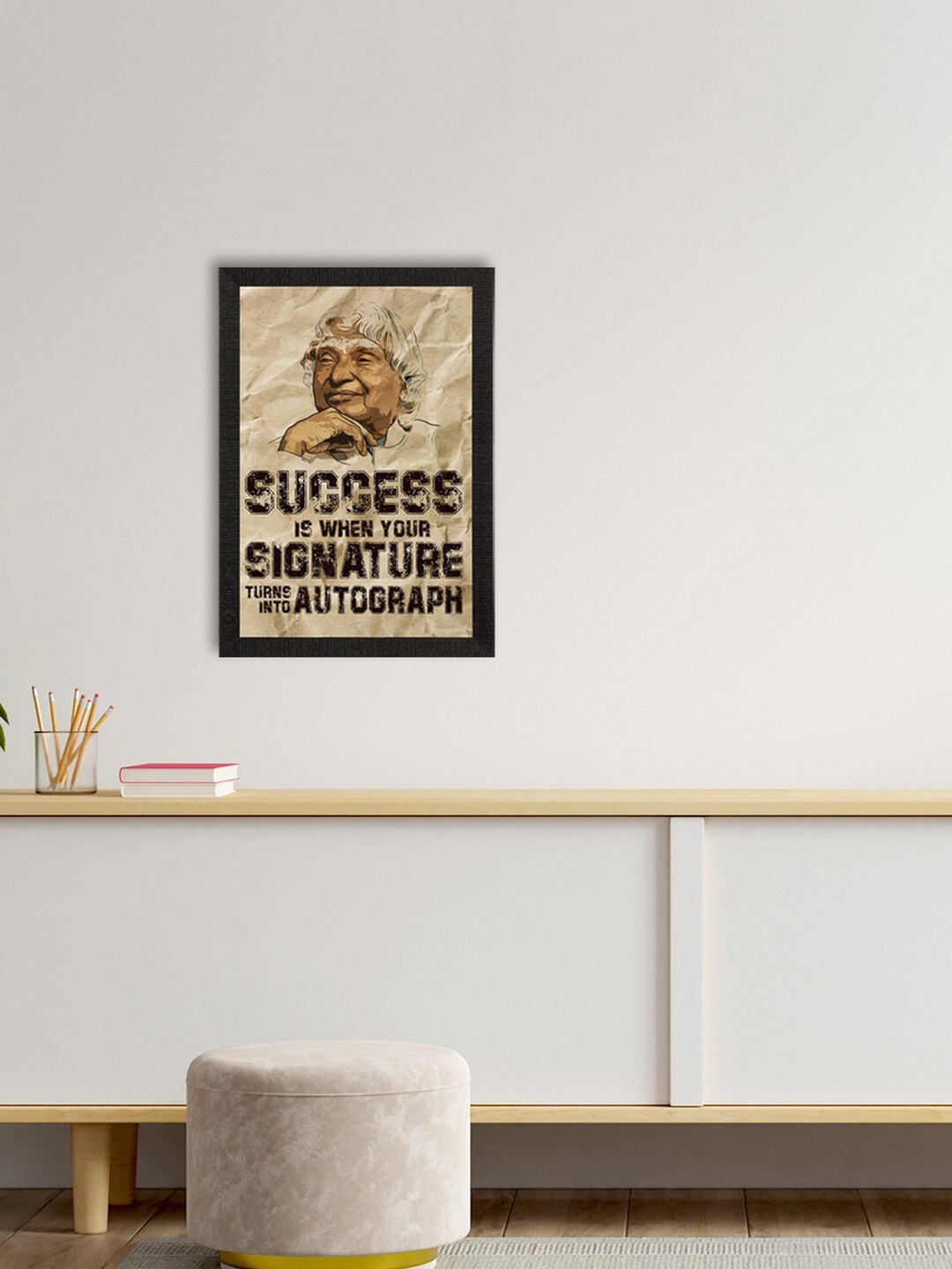 

eCraftIndia Brown A. P. J. Abdul Kalam Motivational Quote Satin Matt Texture UV Art Painting