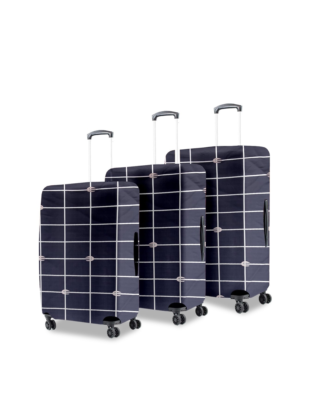 

Cortina Set Of 3 Maroon Printed Trolley Bag Covers, Multi