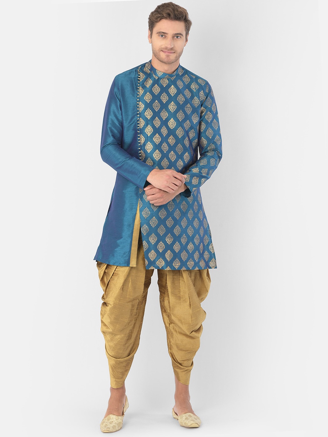 

DEYANN Men Blue Kurta Patiala Set