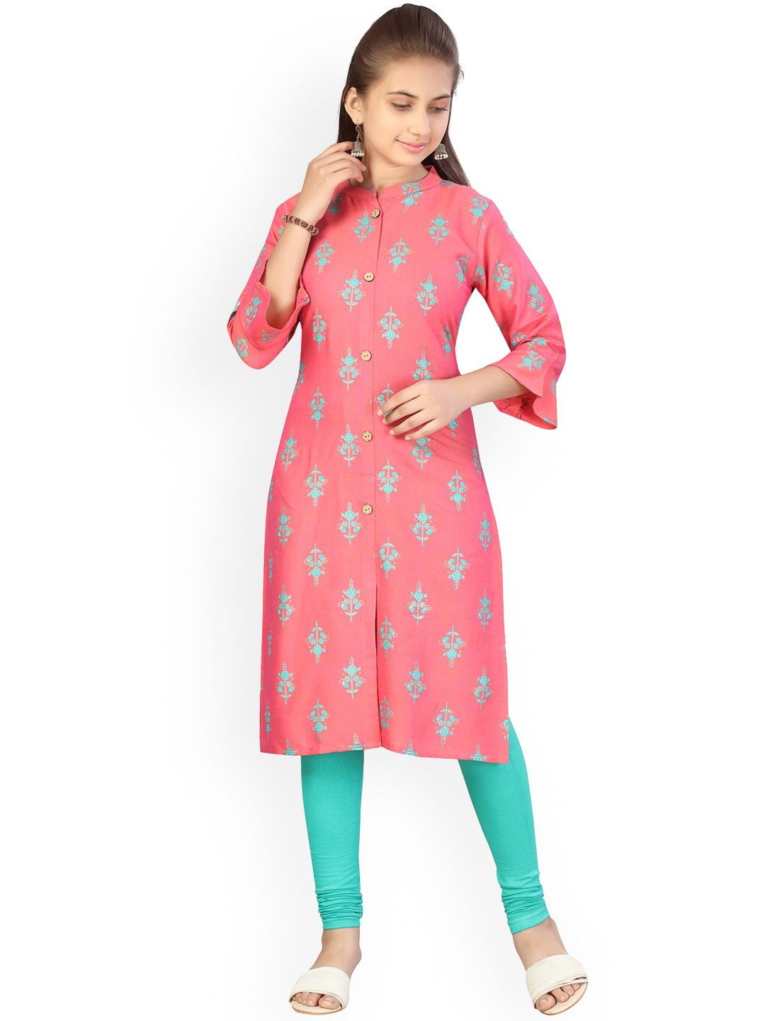

Aarika Girls Pink Color Cotton Kurti Legging Set