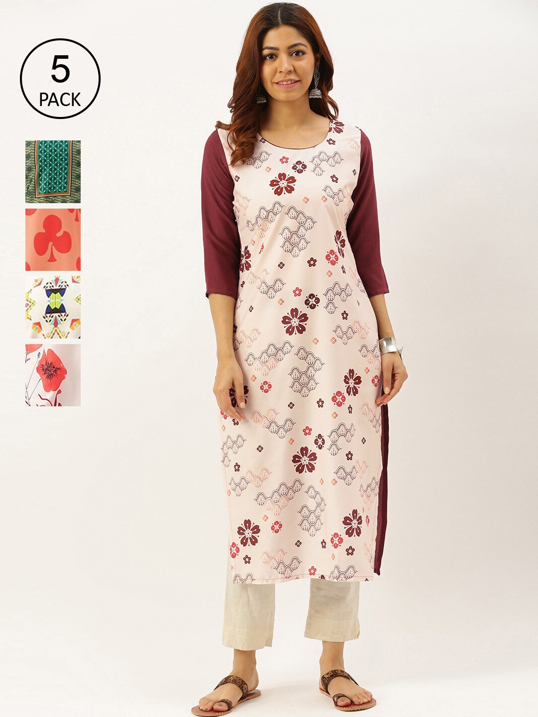 

7Threads Women Pack Of 2 Floral Printed Floral Kurta, Multi
