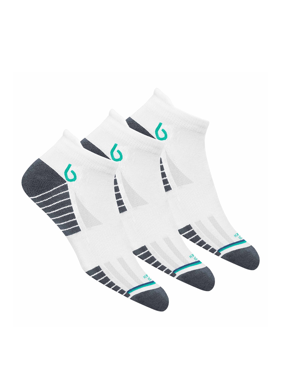 

BAMBOS Men Pack Of 3 Patterned Athletic Ankle-Length Socks, White