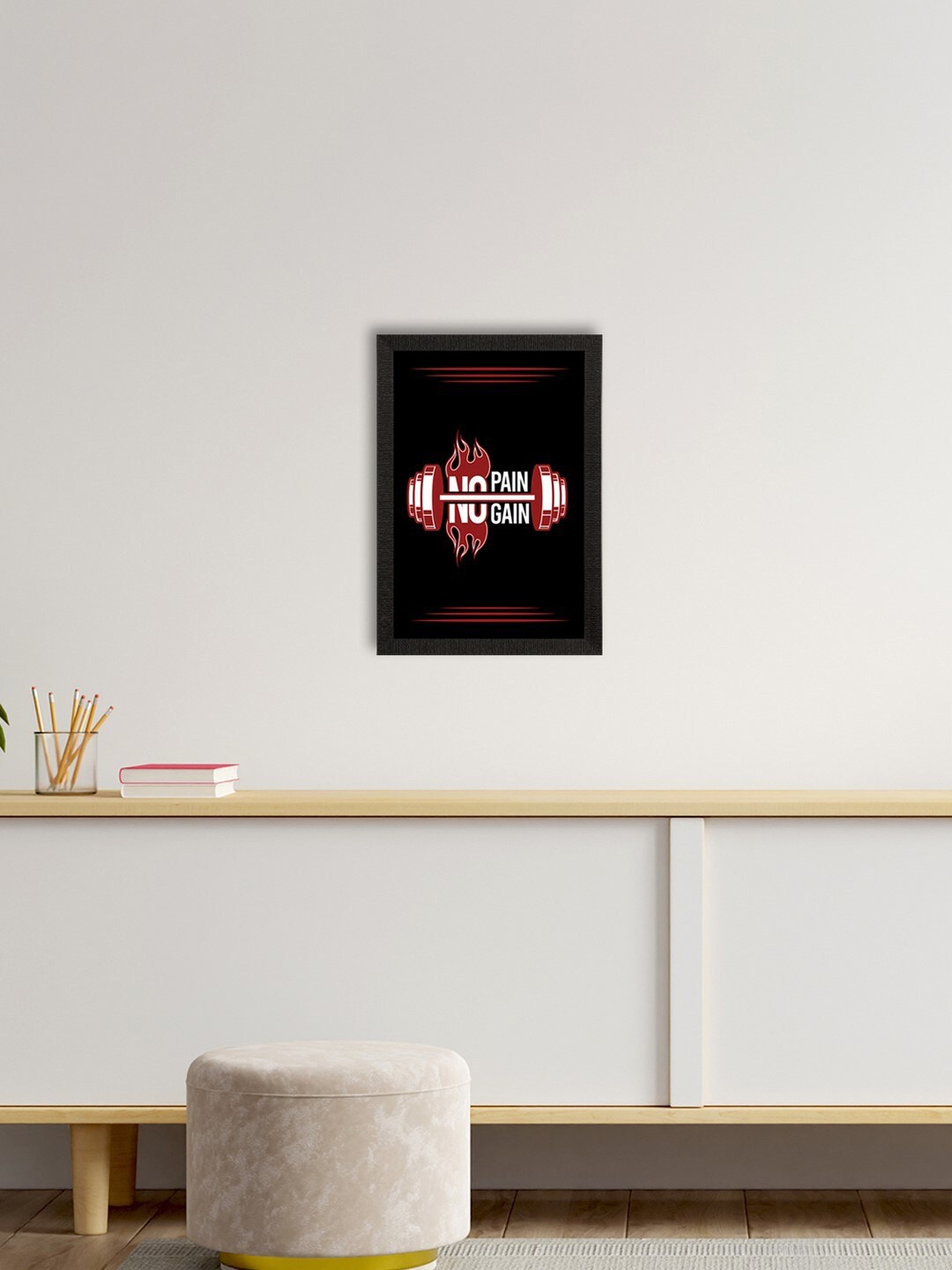 eCraftIndia Black & Red Motivational Quote Satin Matte Texture UV Wall Painting