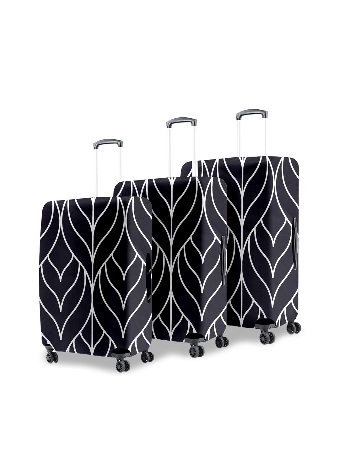 Cortina Set Of 3 Black Printed Trolley Bag Covers