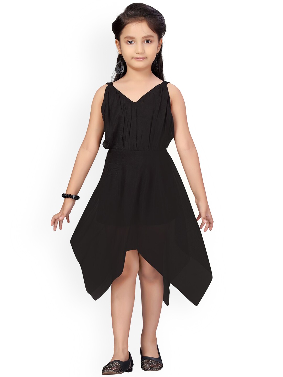 

Aarika Girls Black Solid A-Line Dress