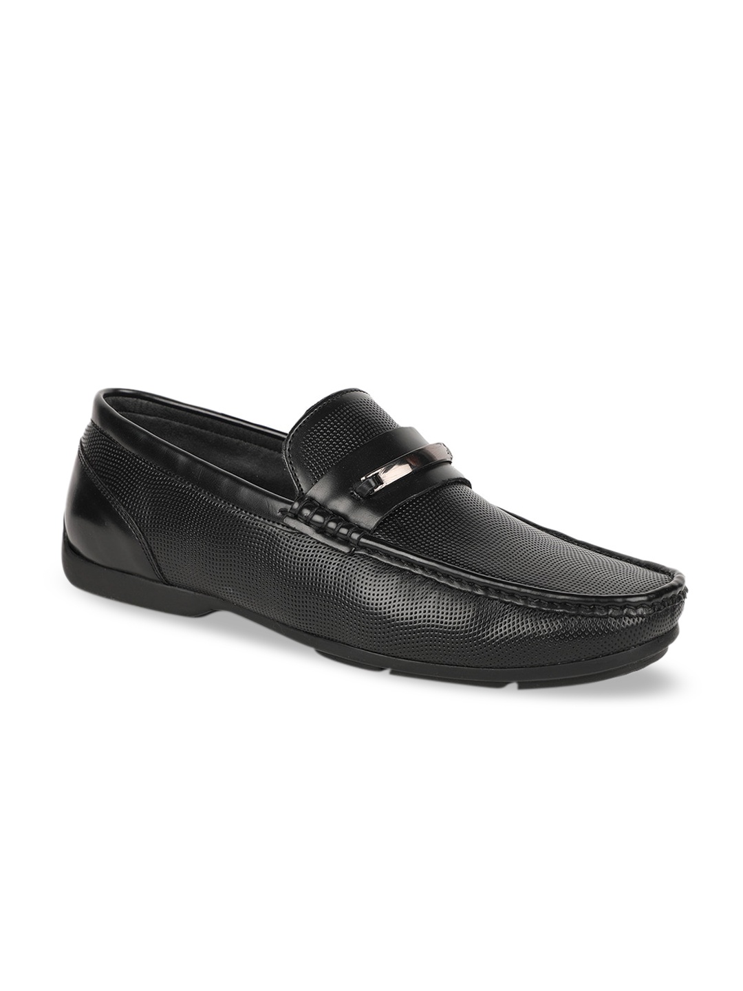 

Bata Men Black Textured Horsebit Loafers