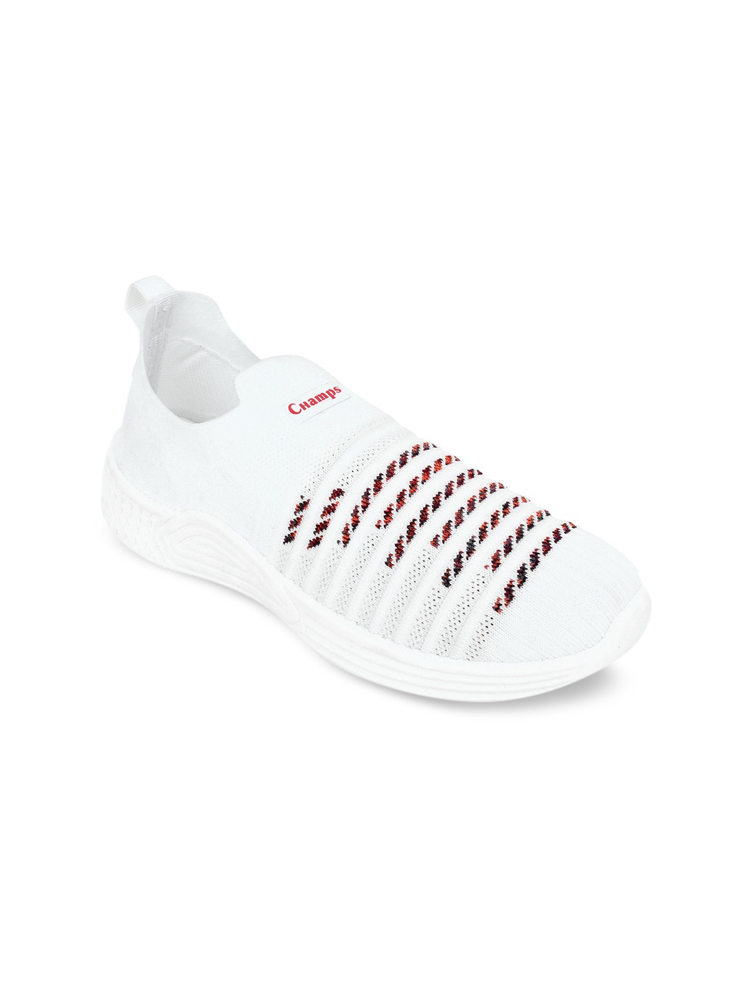 

Champs Women White & Orange Woven Design Slip-On Sneakers