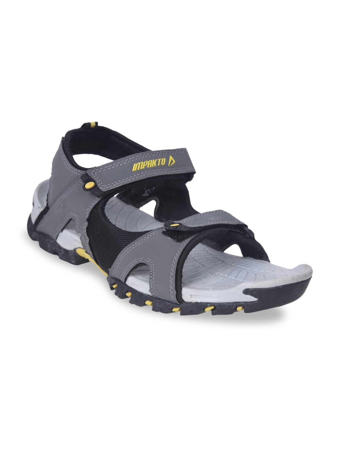 

IMPAKTO Men Grey Solid Sports Sandals