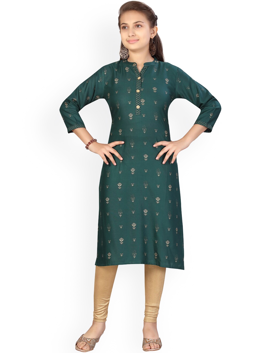 

Aarika Girls Green Printed Kurta