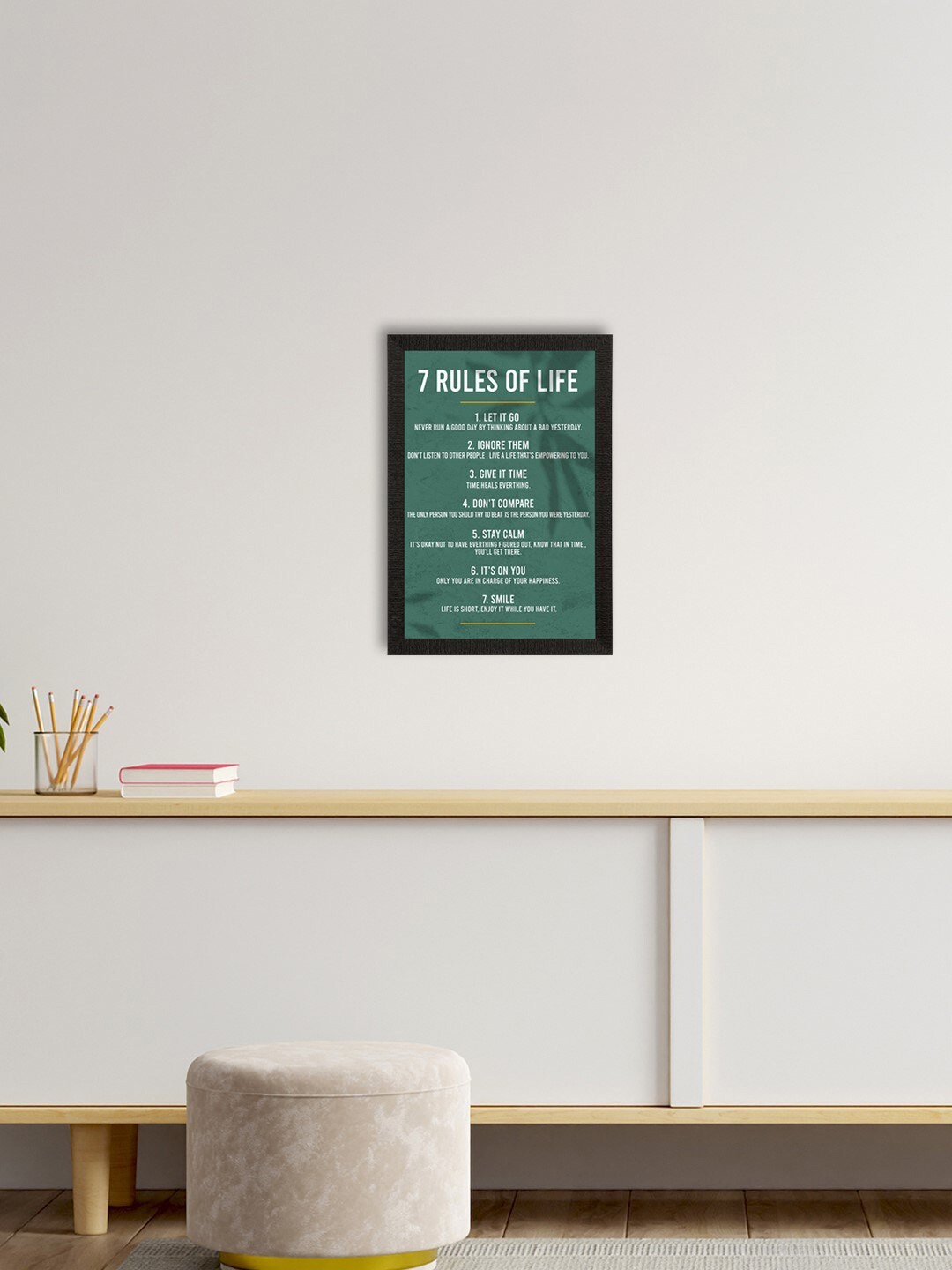 

eCraftIndia Green & White Motivational Quote Satin Matt Texture UV Art Painting