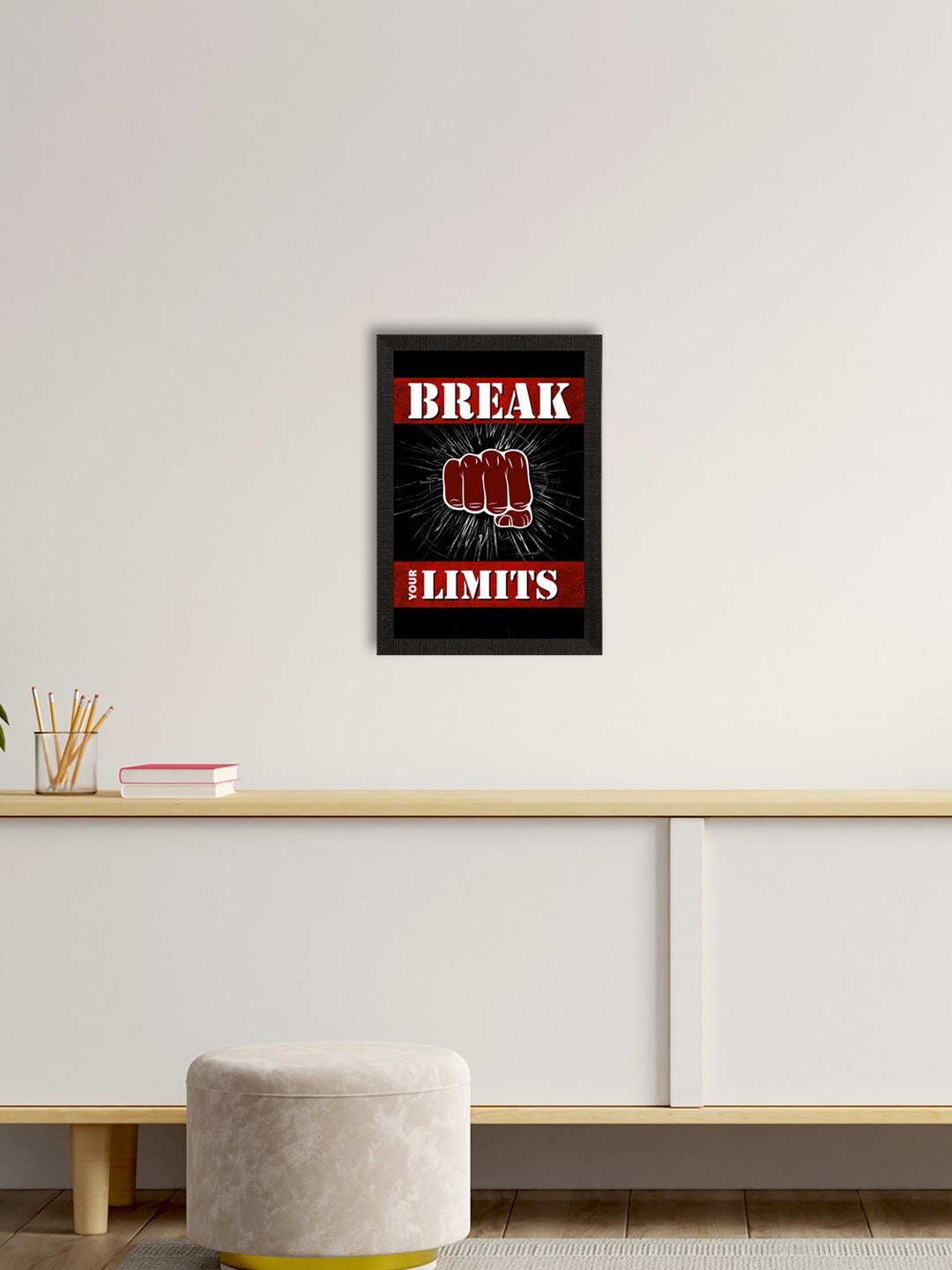 

eCraftIndia Black & Red Motivational Quote Satin Matte Texture UV Wall Painting