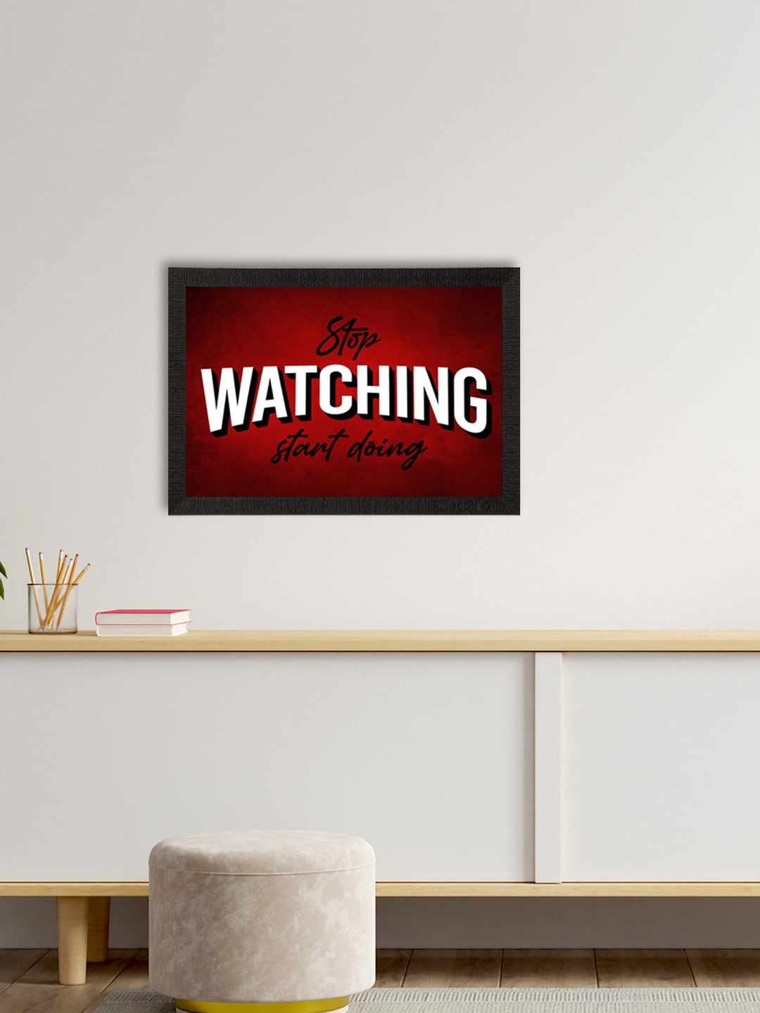 

eCraftIndia Red & White Motivational Quote Satin Matt Texture UV Art Painting
