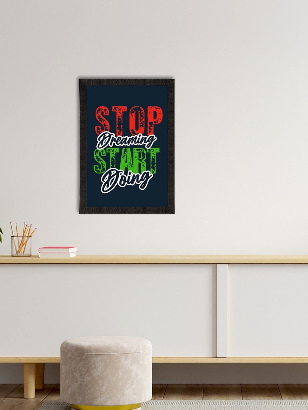 

eCraftIndia Multicoloured Stop Dreaming Start Doing Motivational Quote Art Painting, Multi