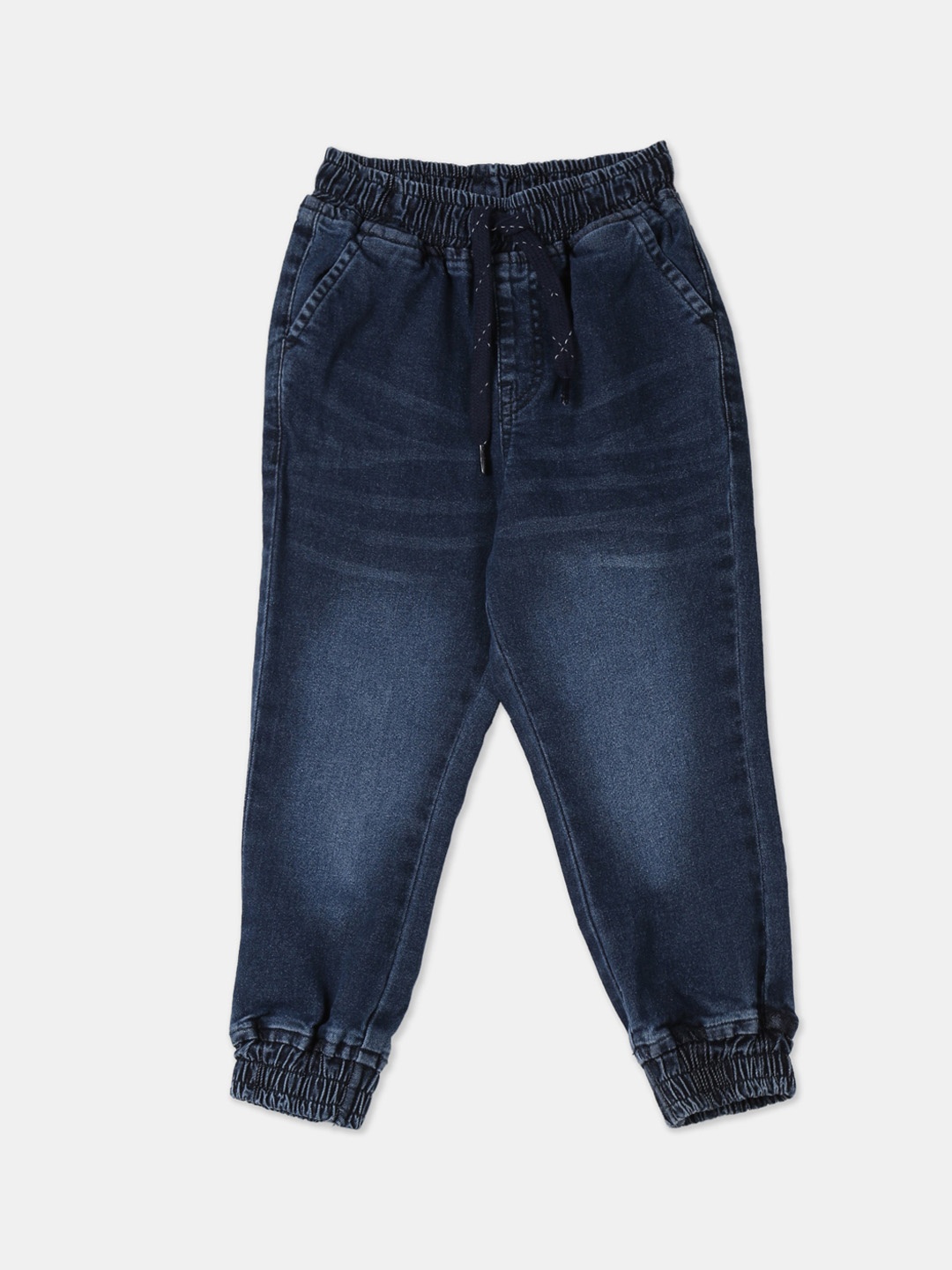 

Cherokee Boys Navy Blue Cotton Faded Denim Joggers