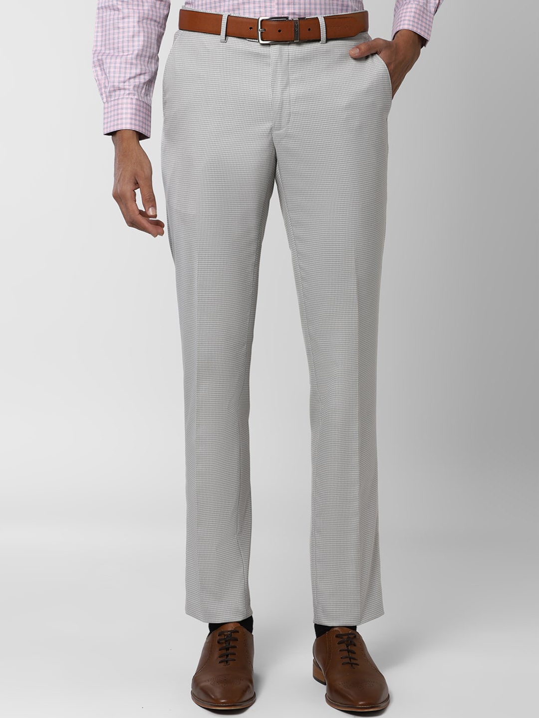 

Peter England Men Grey Slim Fit Solid Formal Trousers