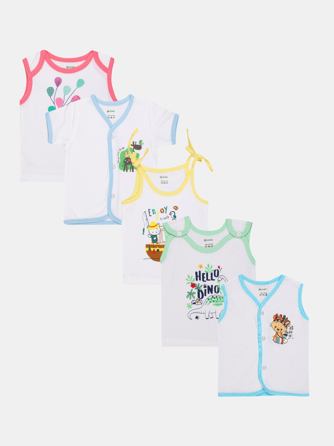 

OHMS Infant Kids Pack Of 5 Assorted Cotton Jhablas