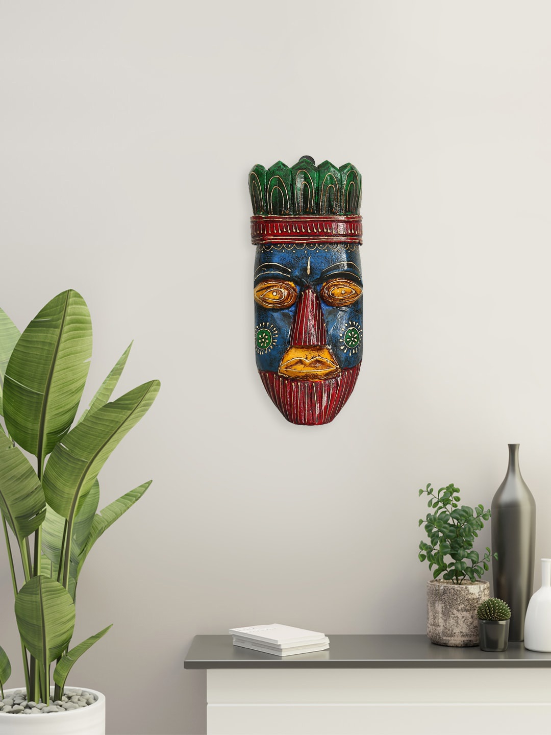 

India Circus by Krsnaa Mehta Blue & Maroon Handmade Hamadryad Decorative Mask
