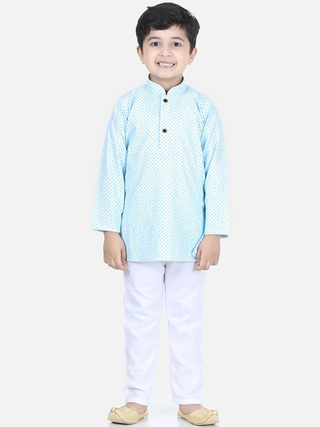 

Kidling Boys Turquoise Blue Self Design Kurta with Pyjamas