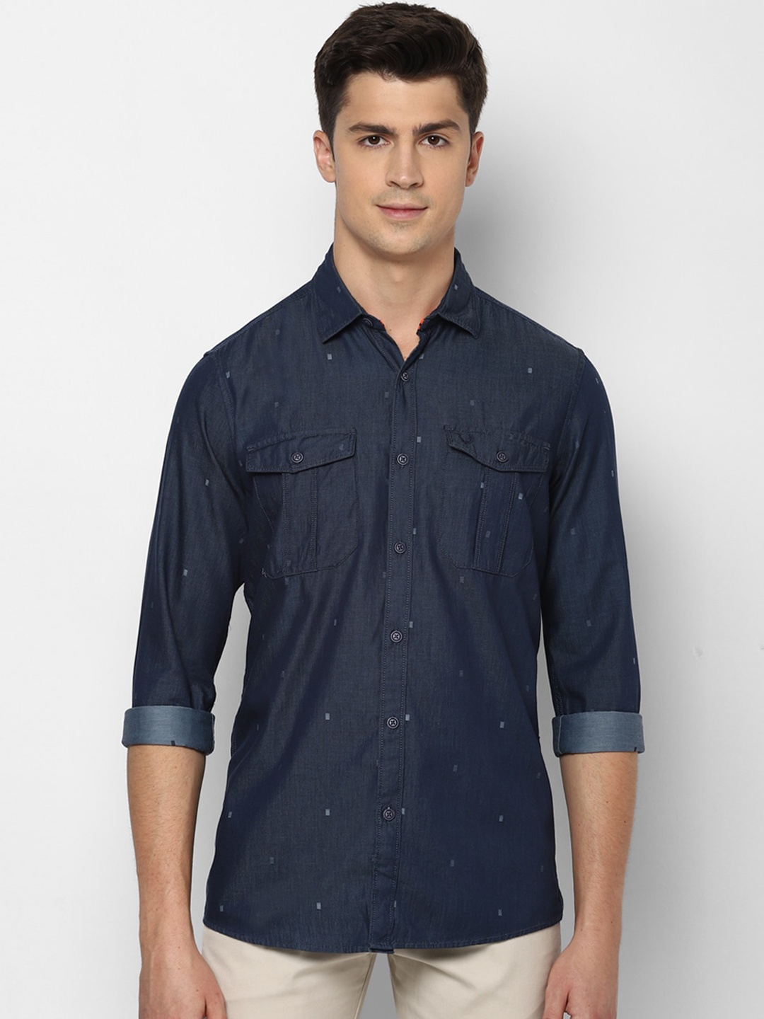 

Allen Solly Sport Men Navy Blue Regular Fit Printed Casual Shirt