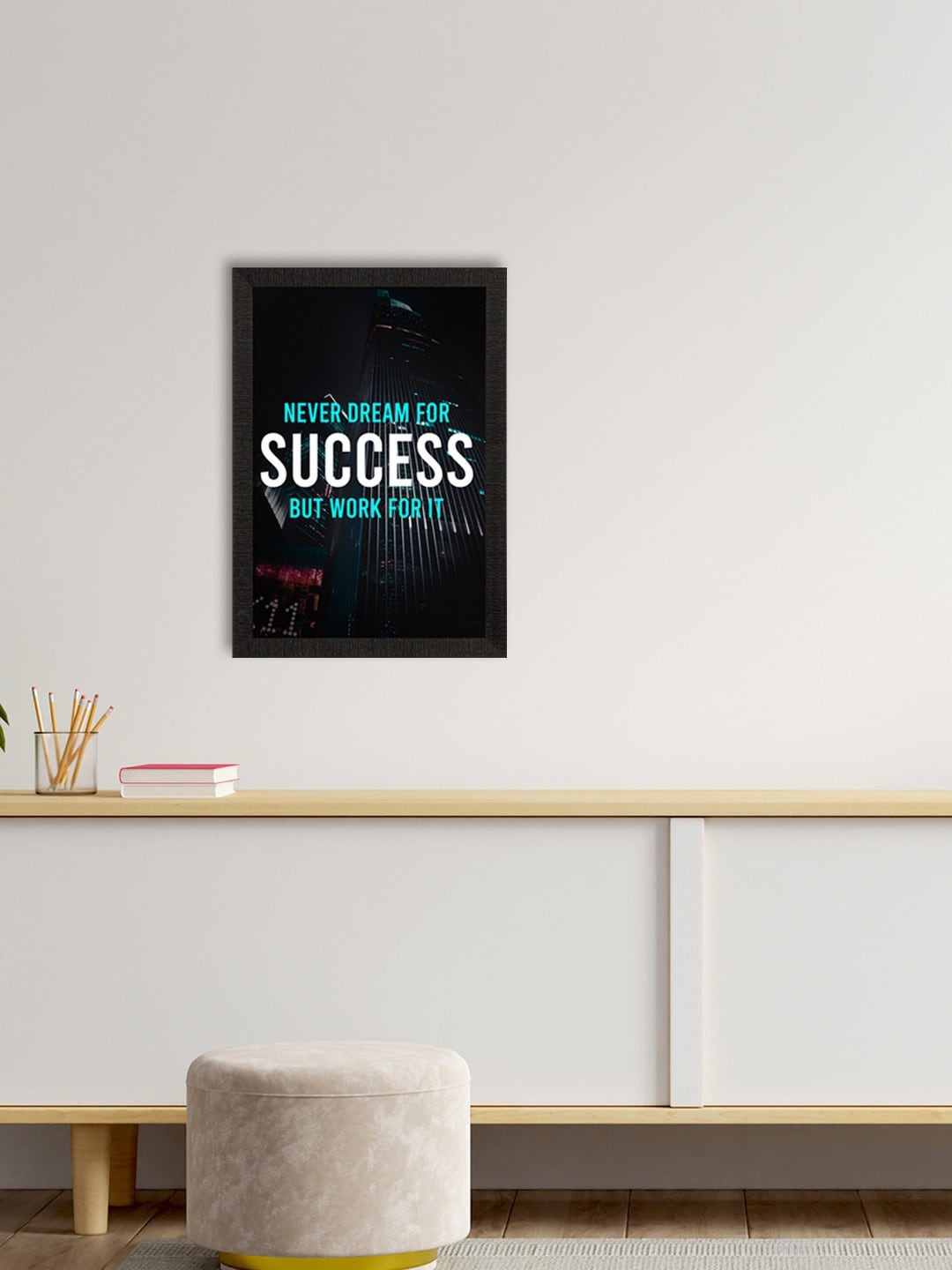

eCraftIndia Blue & Black Motivational Quote Satin Matt Texture UV Art Painting