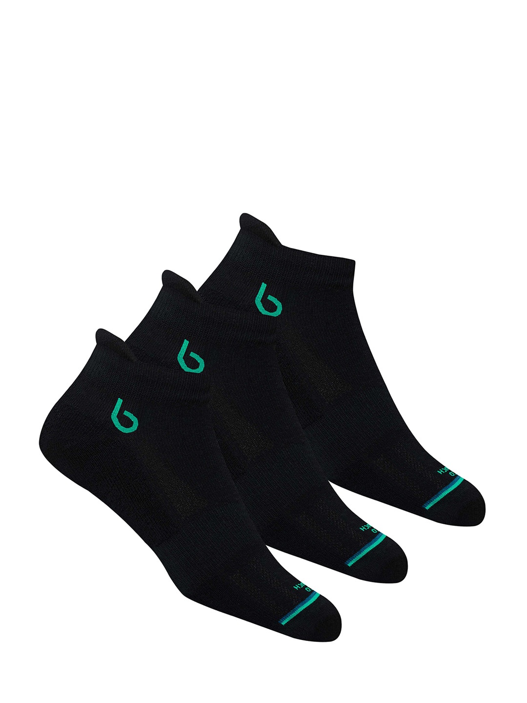 

BAMBOS Men Pack Of 3 Solid Athletic Ankle-Length Socks, Black