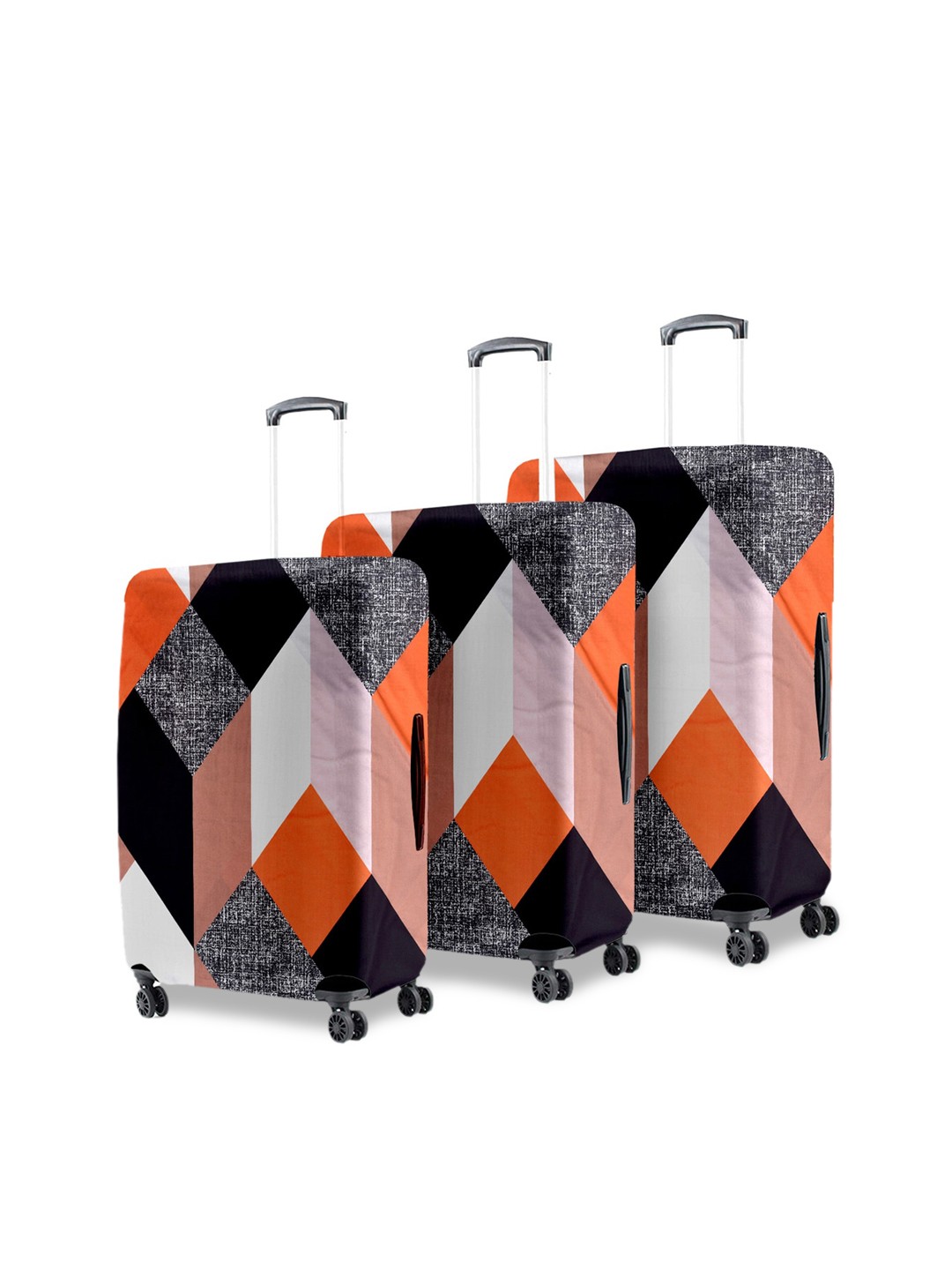 

Cortina Set Of 3 Maroon Printed Trolley Bag Covers, Multi