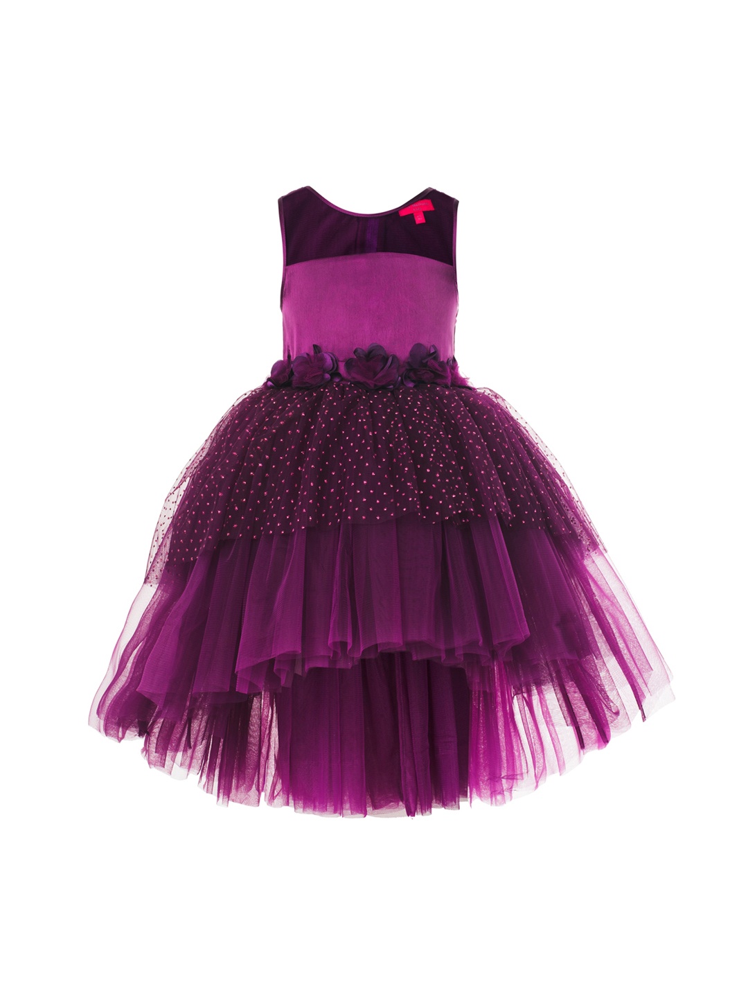 

Toy Balloon kids Girls Purple Embellished Net Fit & Flare Dress