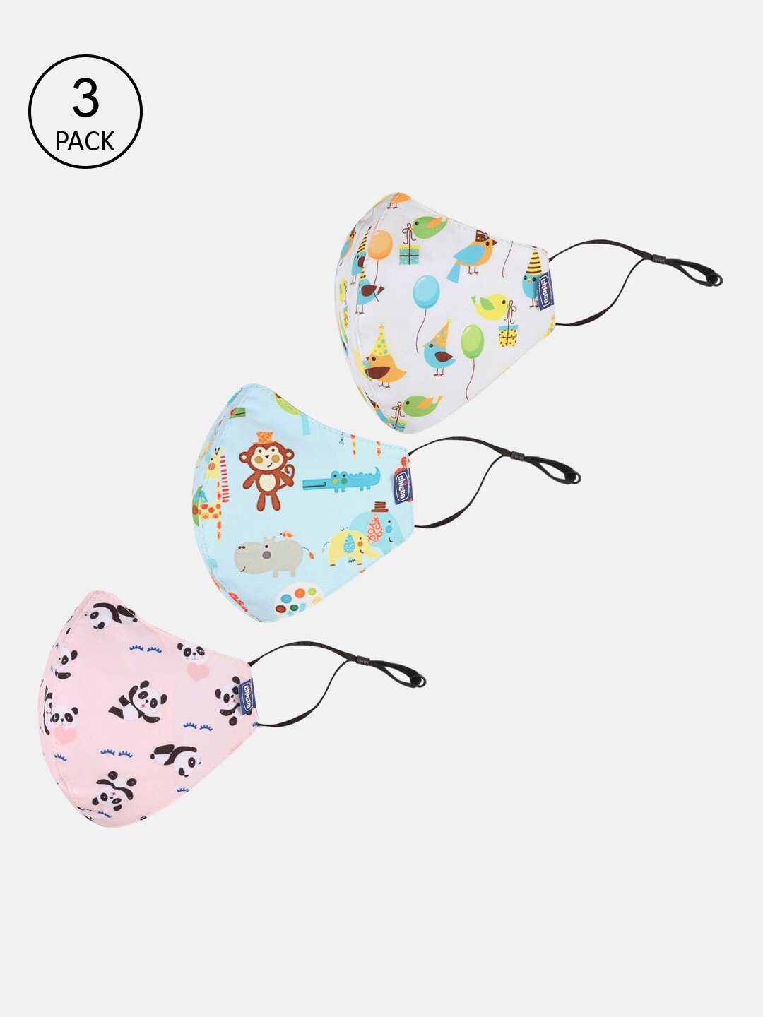 

Chicco Kids 6-Ply Set Of 3 Printed Reusable Outdoor Face Masks, Pink