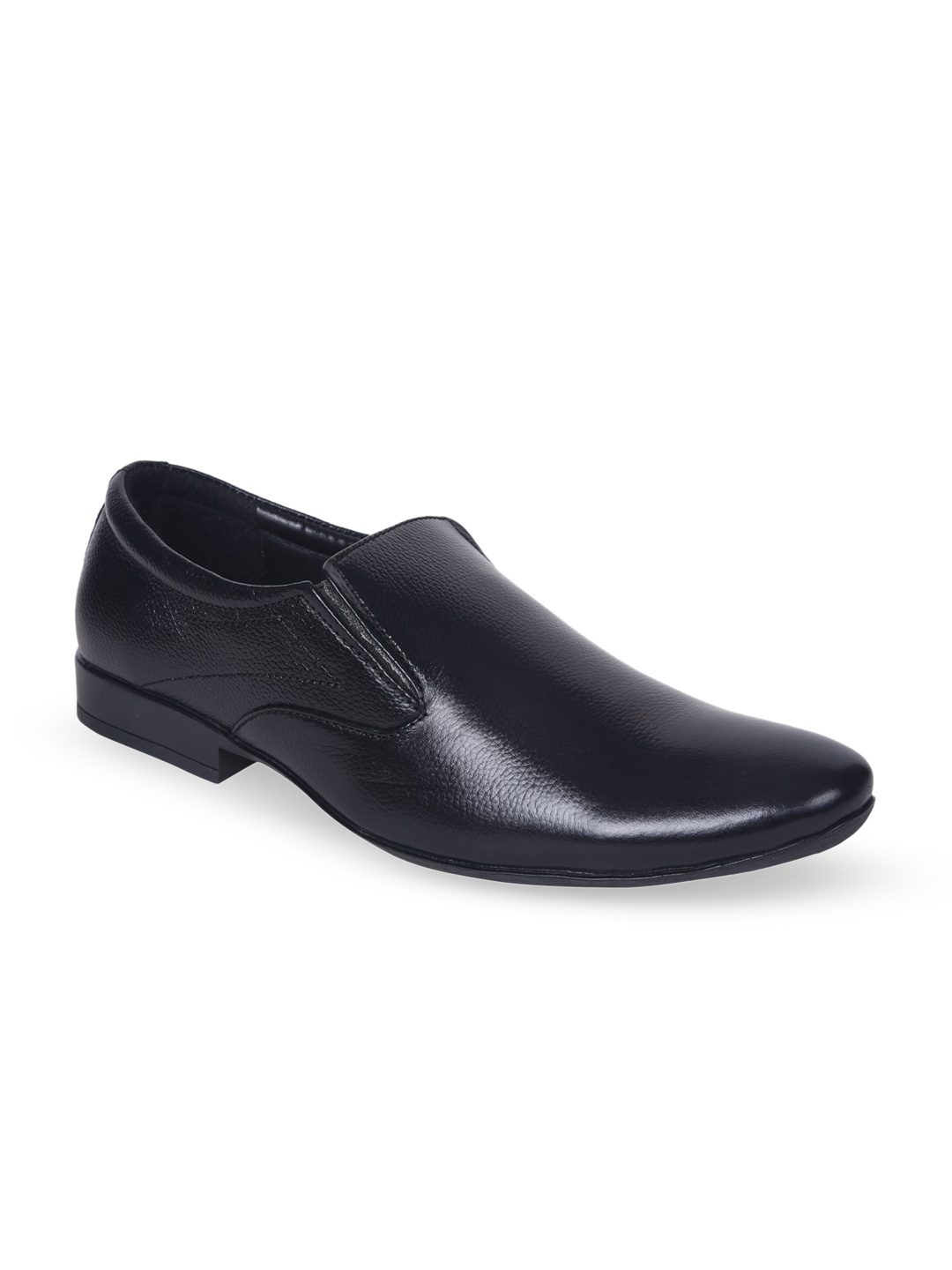 

Ajanta Men Black Textured Leather Formal Slip-On Shoes