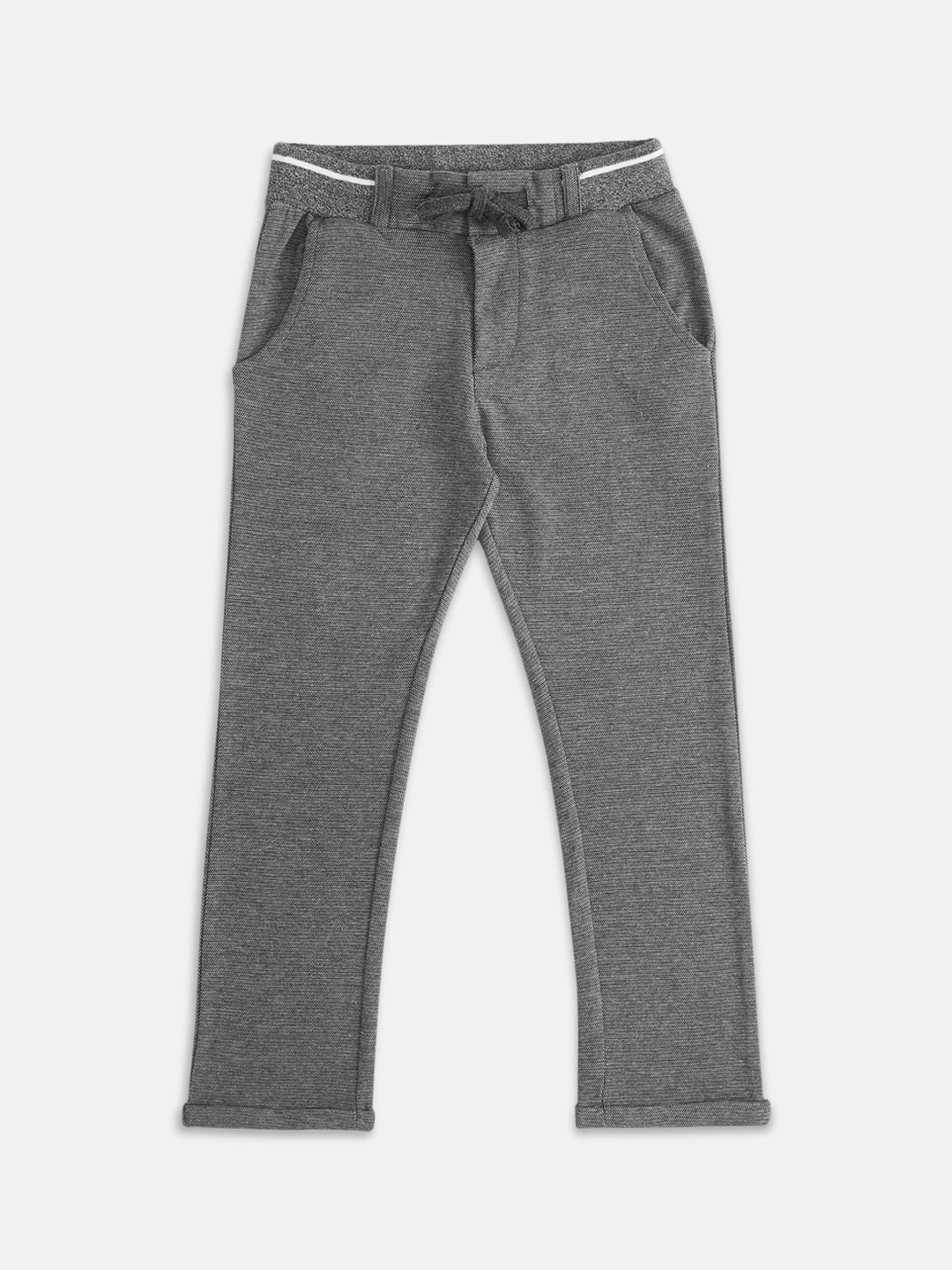 

Pantaloons Junior Boys Charcoal Grey Solid Pure Cotton Track Pants