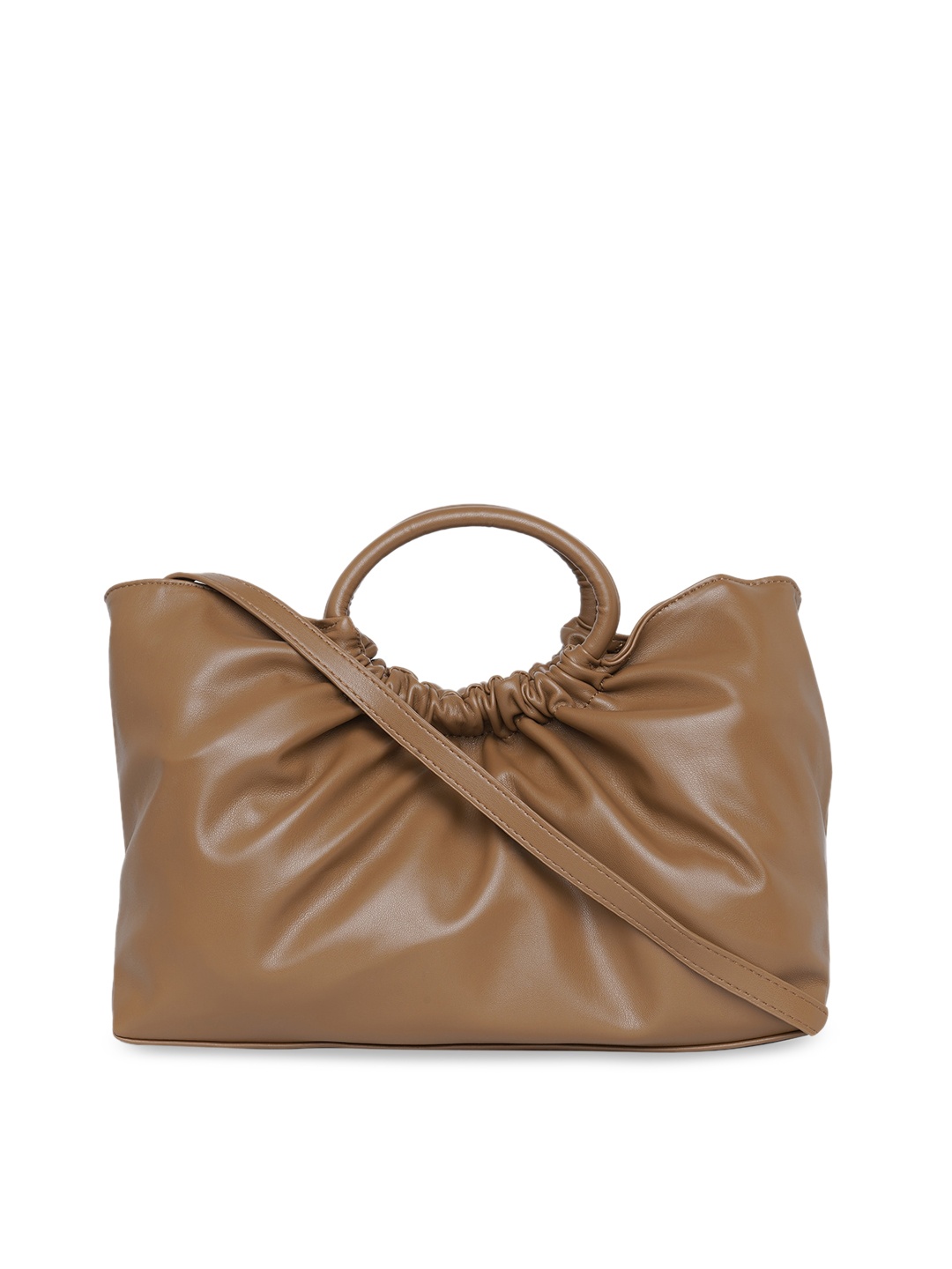 

20Dresses Brown Self Design Hobo Bag