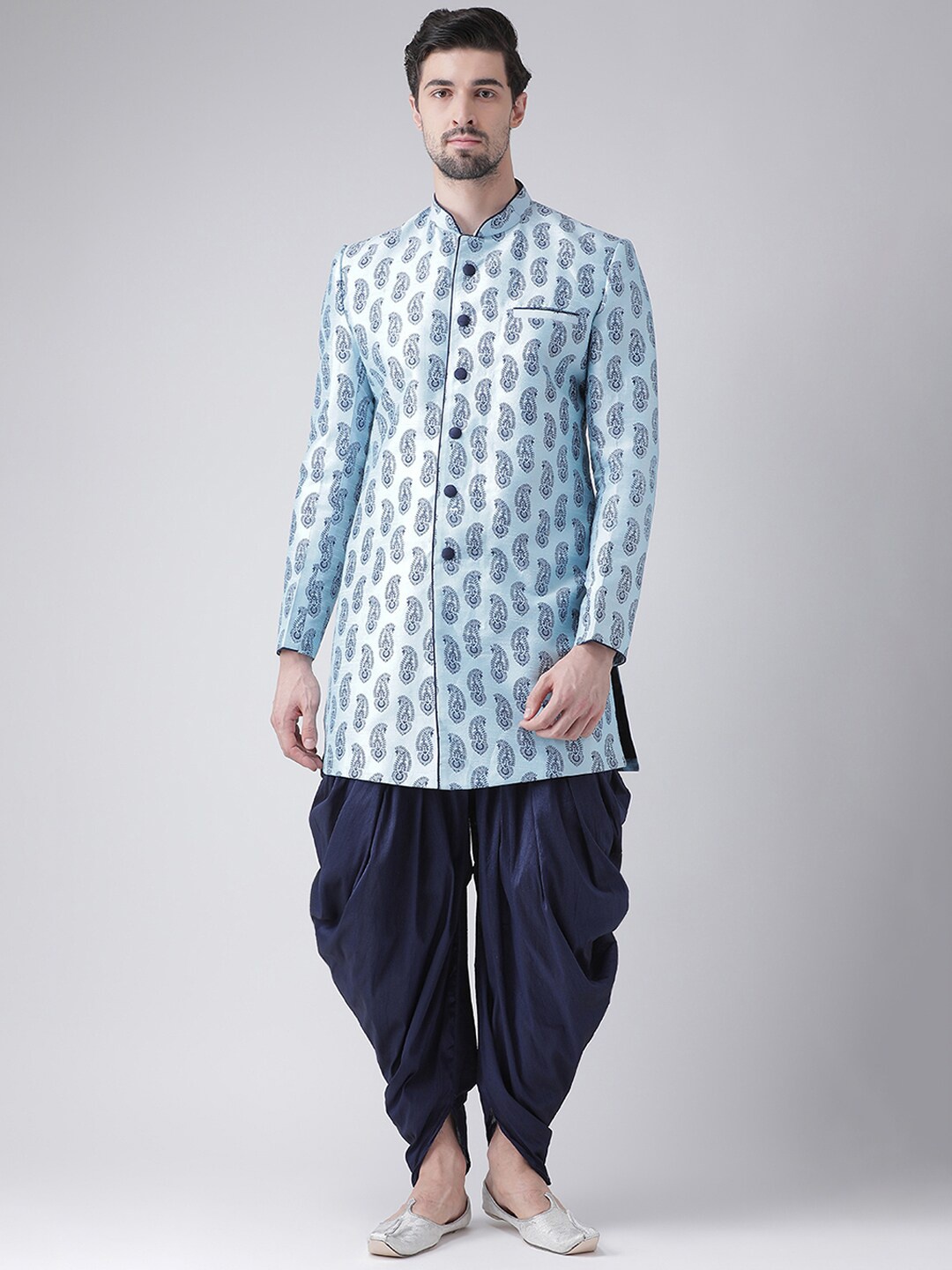 

DEYANN Men Blue Printed Sherwani With Patiala Pants