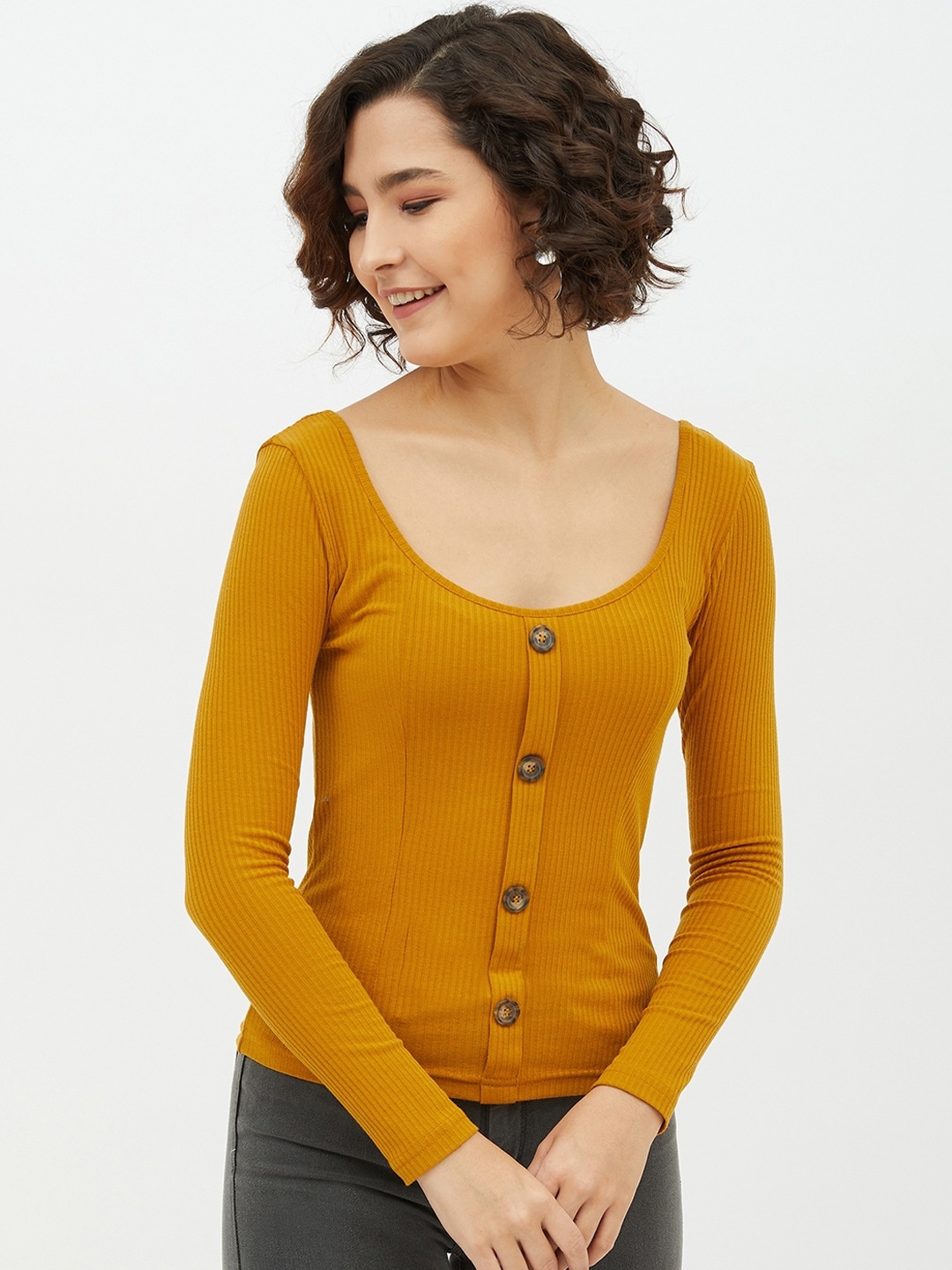 Harpa Mustard Yellow Solid Regular Top