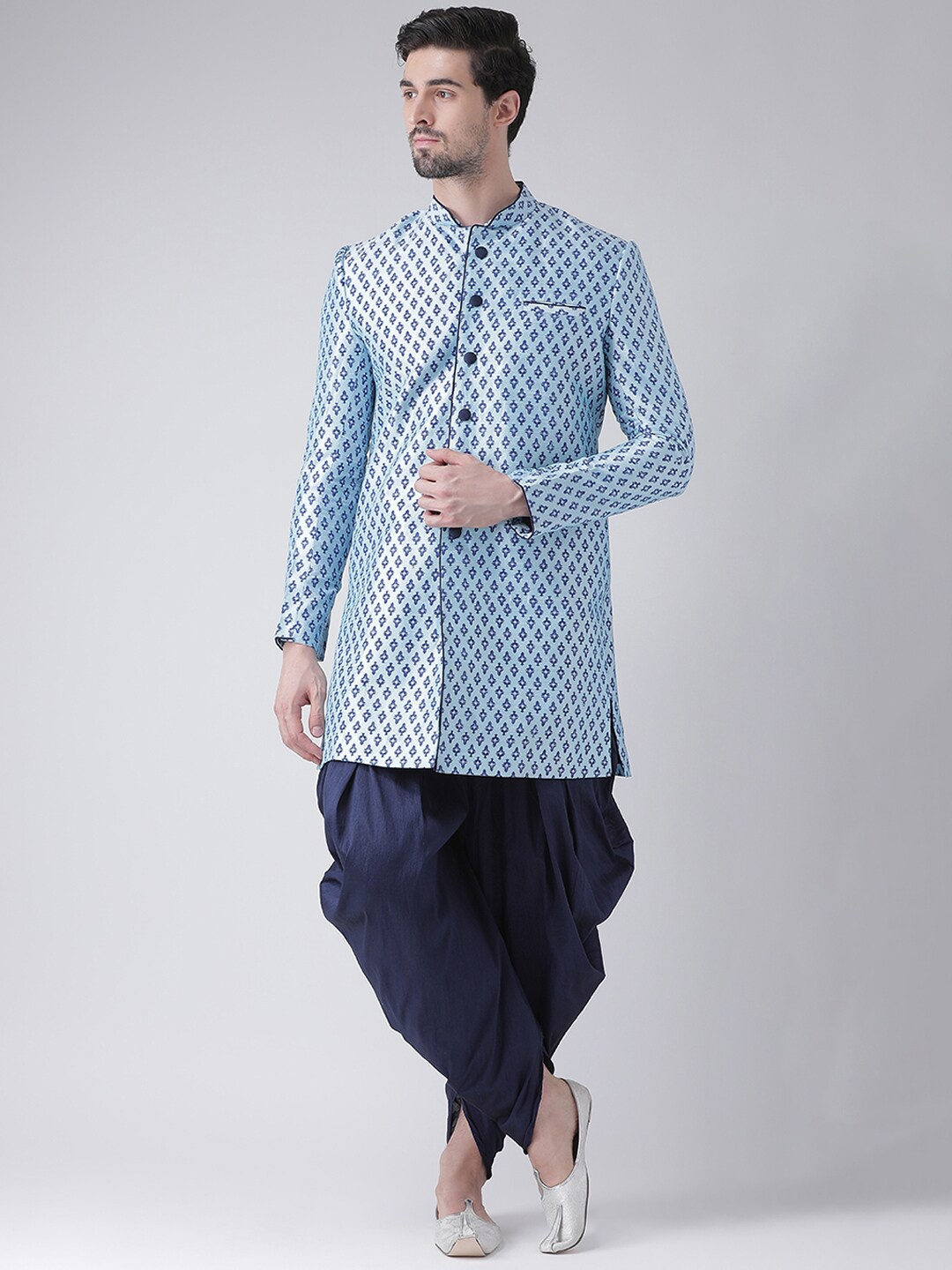 

DEYANN Men Blue Printed Sherwani With Patiala Pants