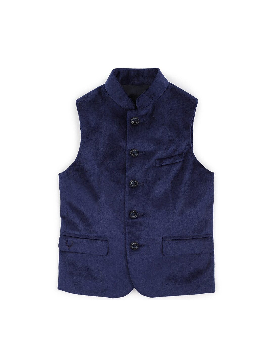 

Allen Solly Junior Boys Navy Blue Solid Pure Cotton Waistcoat