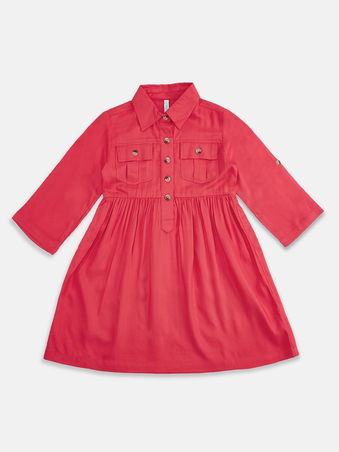 

Pantaloons Junior Girls Coral Solid Shirt Dress
