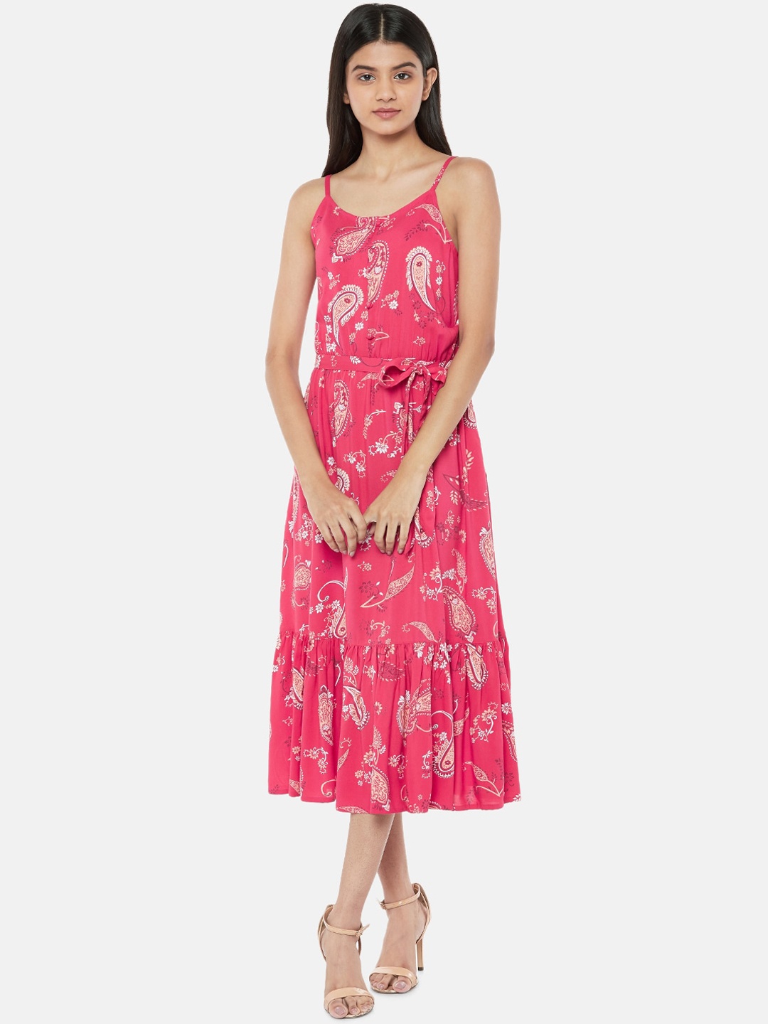 

People Women Coral Printed A-Line Dress