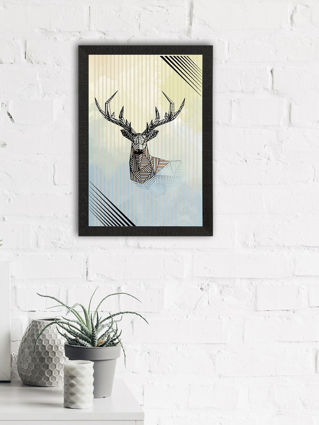 

eCraftIndia Yellow & Black Reindeer Satin Matte Texture UV Wall Painting