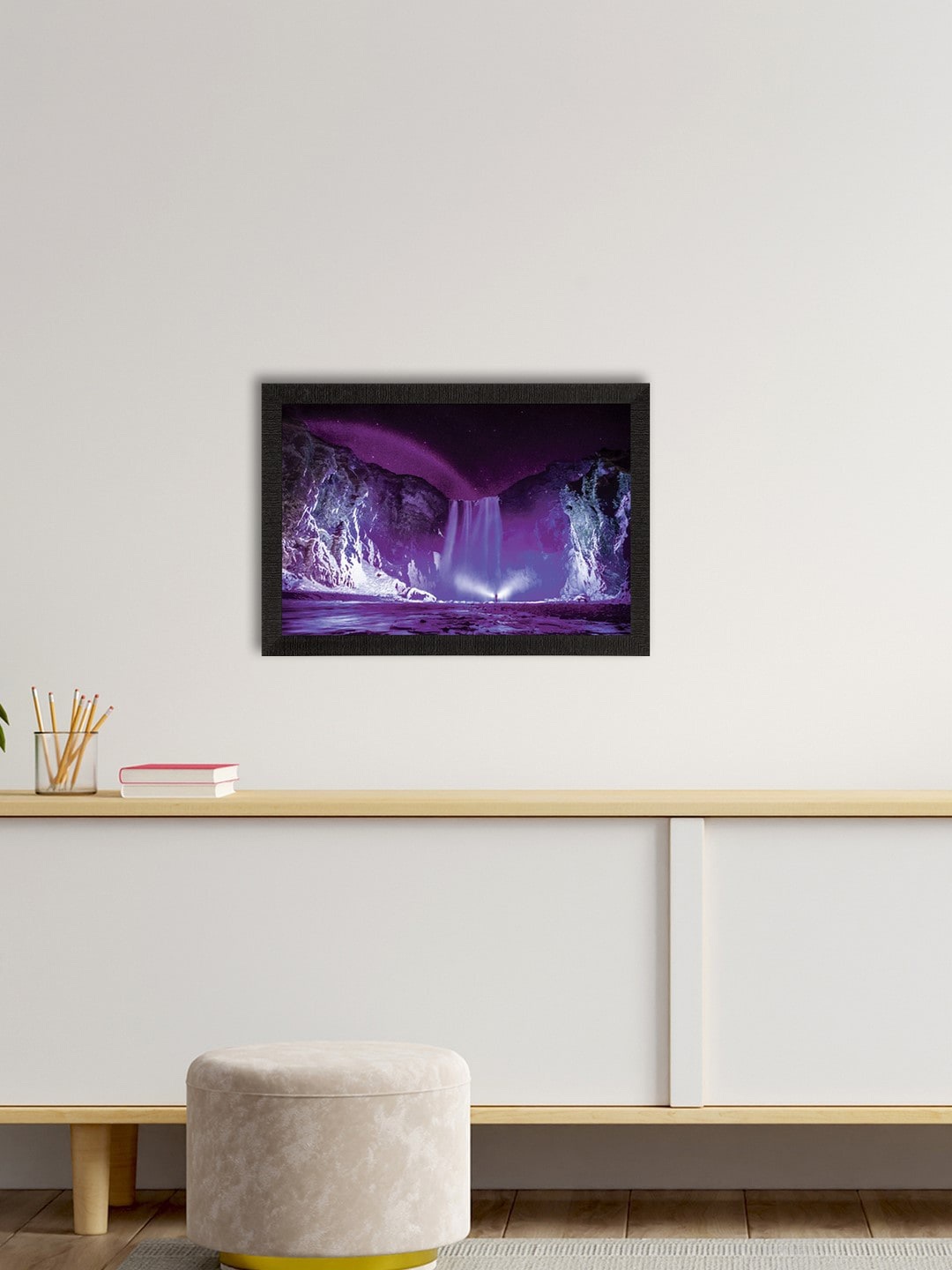 

eCraftIndia Purple & White Waterfall View Satin Matte Texture UV Wall Painting
