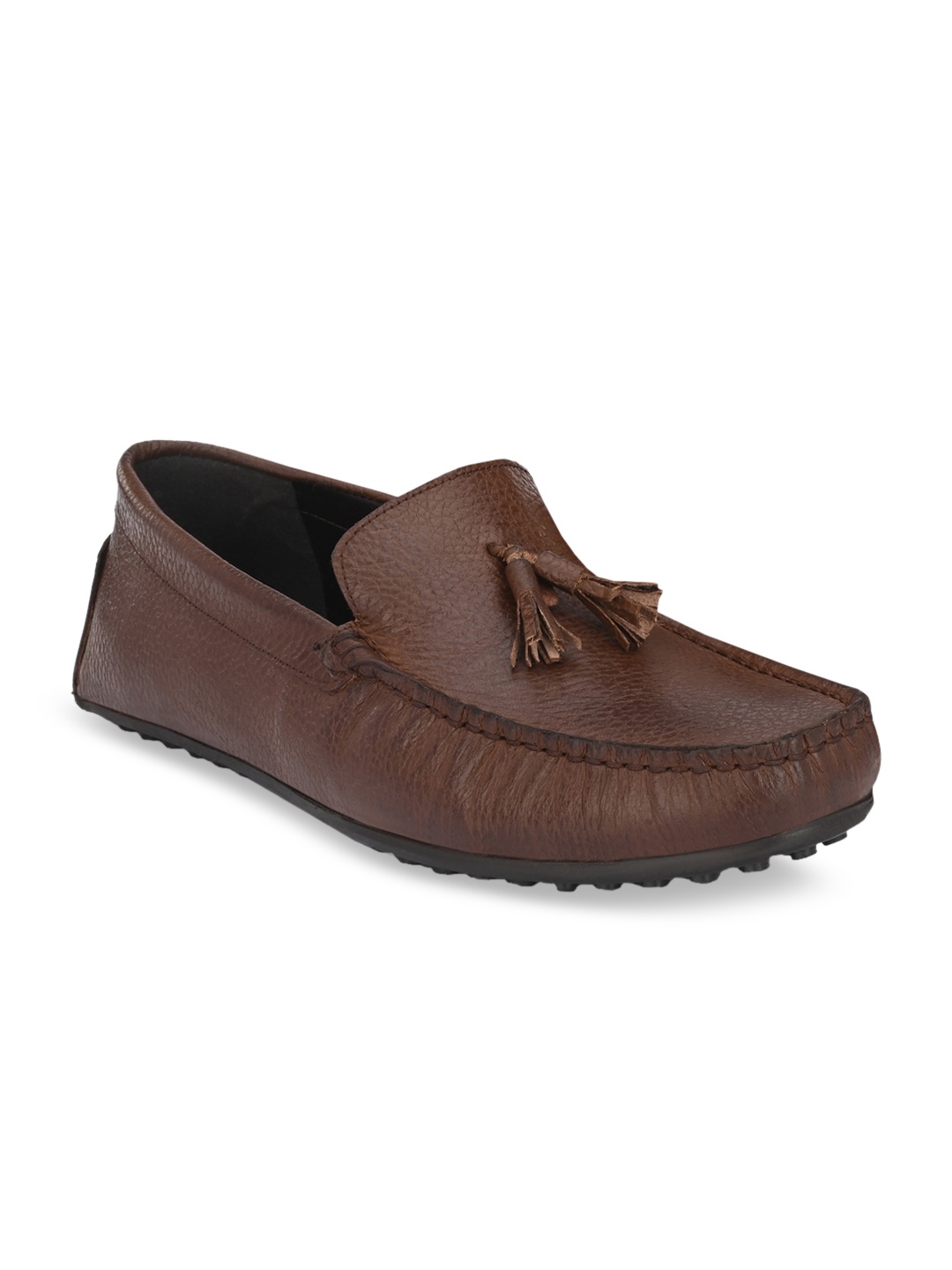 

CARLO ROMANO Men Brown Textured Leather Driving Shoes