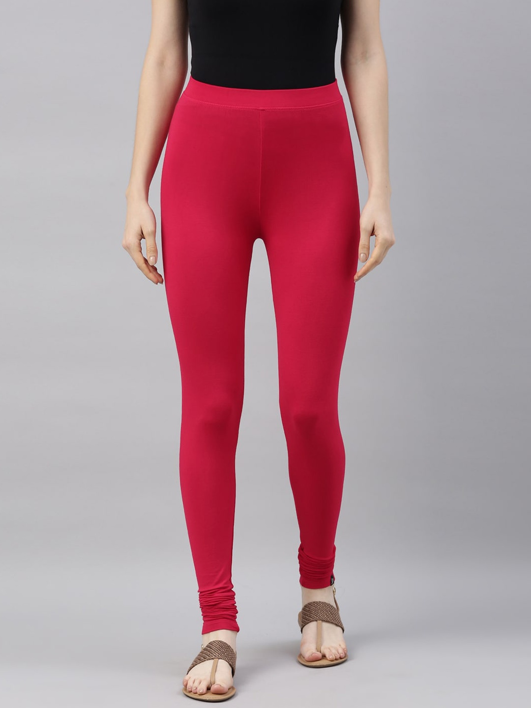 TWIN BIRDS Women Red Solid Churidar-Length Leggings