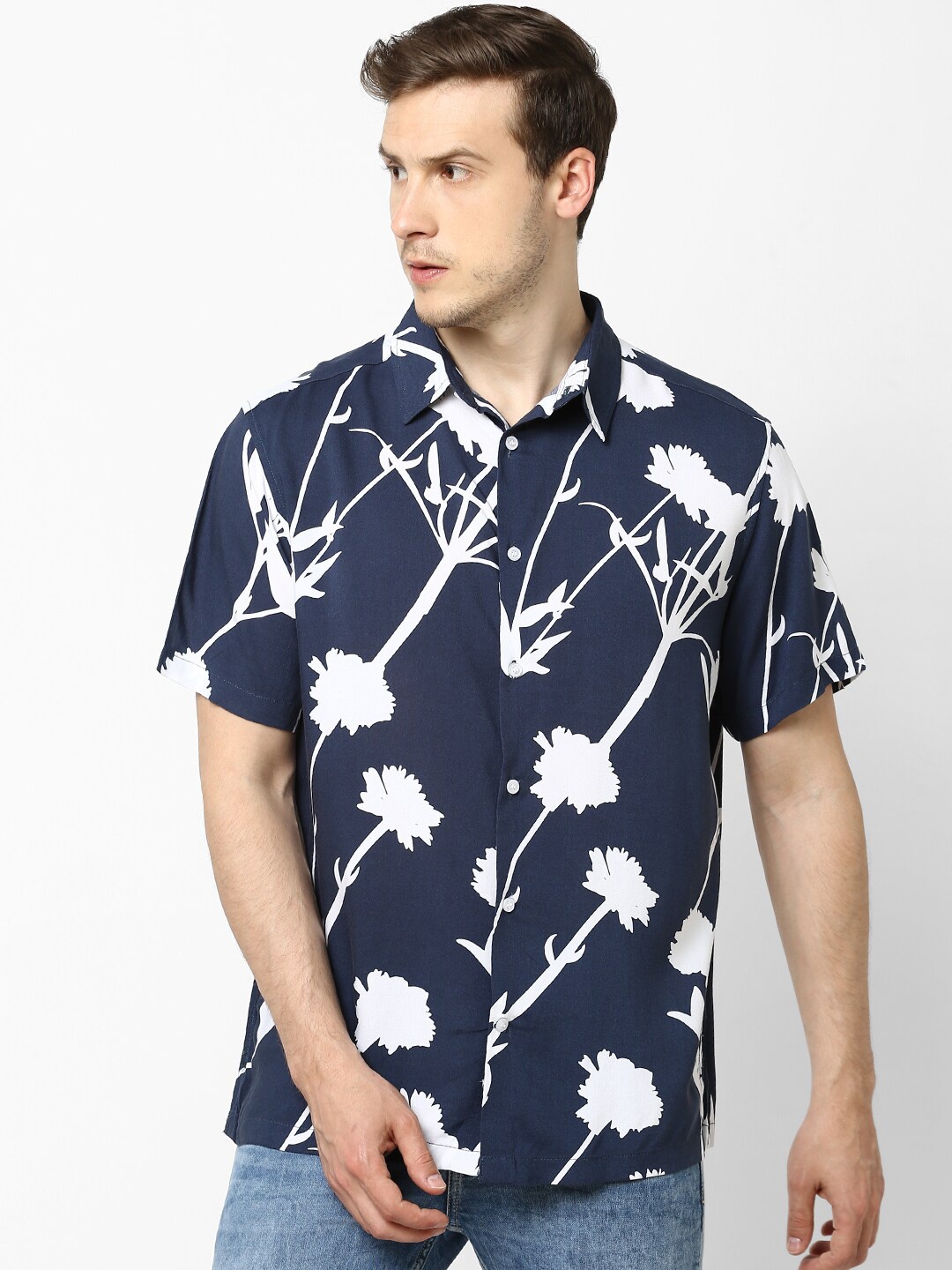 Celio Men Blue Regular Fit Printed Casual Shirt